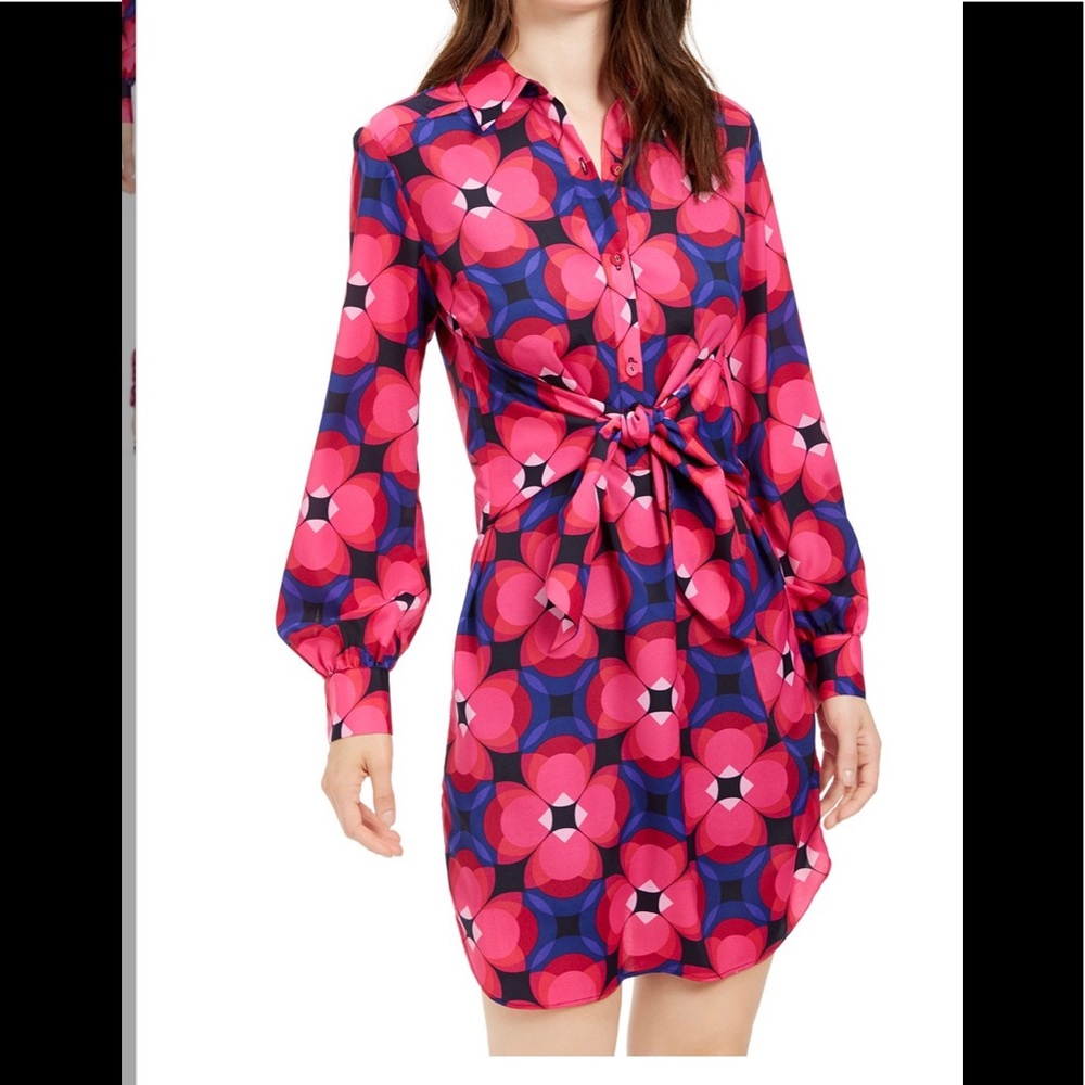 TRINA TURK Printed Twist-Front Shirtdress XL BNWT
